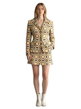 Vtg. Future Ozbek Plaid Cotton Mini Skirt Suit